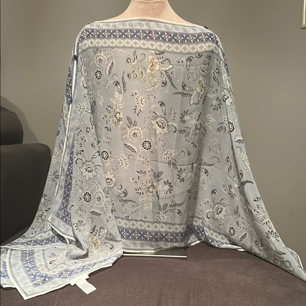 J. Jill Blue and Cream Floral Scarf